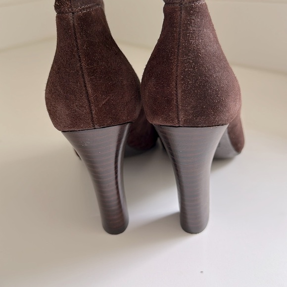 Franco Sarto Womens Brown Suede Ankle Boots Block Heel Slip On Booties Size 7.5 - Picture 5 of 9